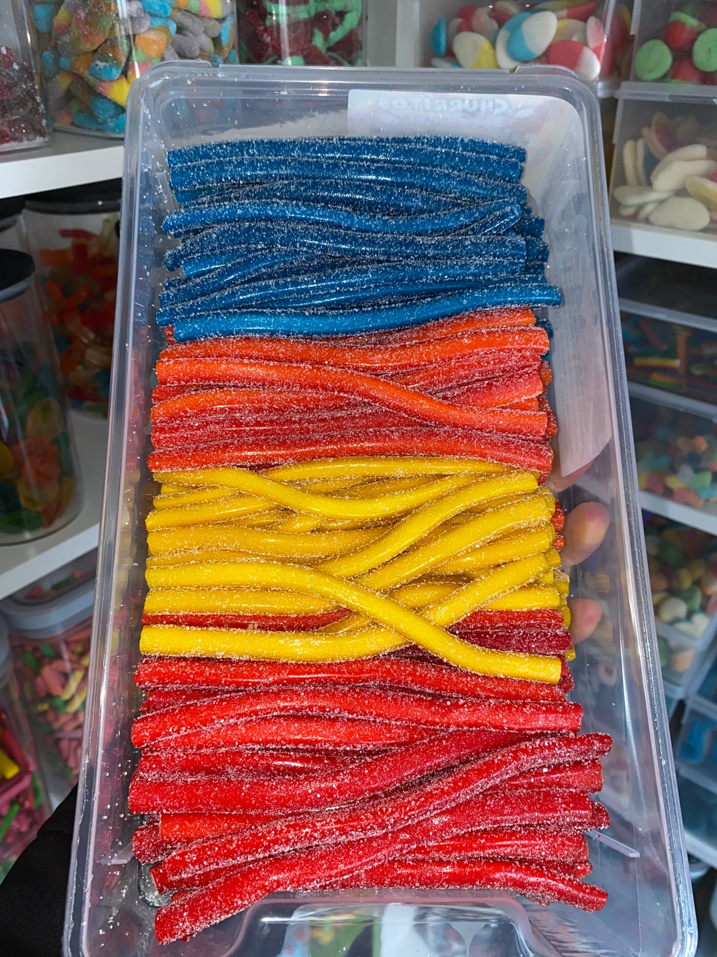 Churritos arc en ciel sucré par 10